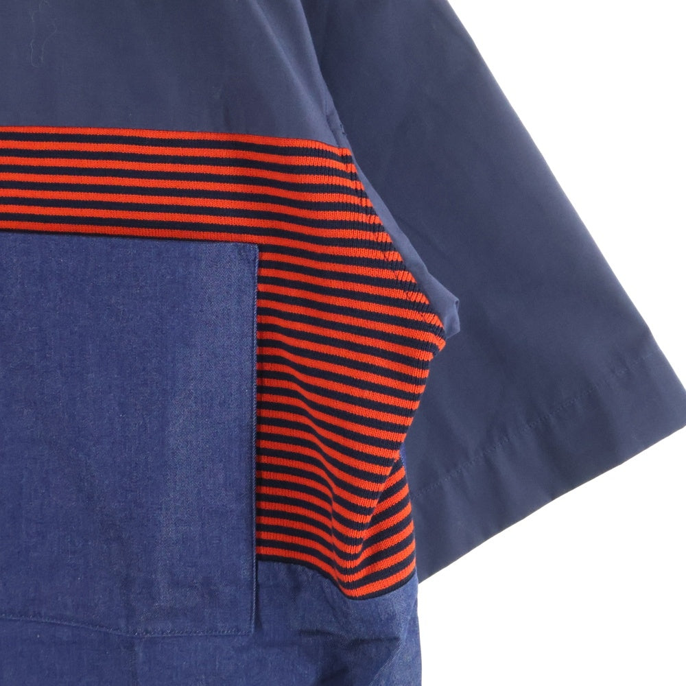 TOMORROWLAND(トゥモローランド) ボーダー 半袖シャツ ネイビー/レッド 63-05-62-05211