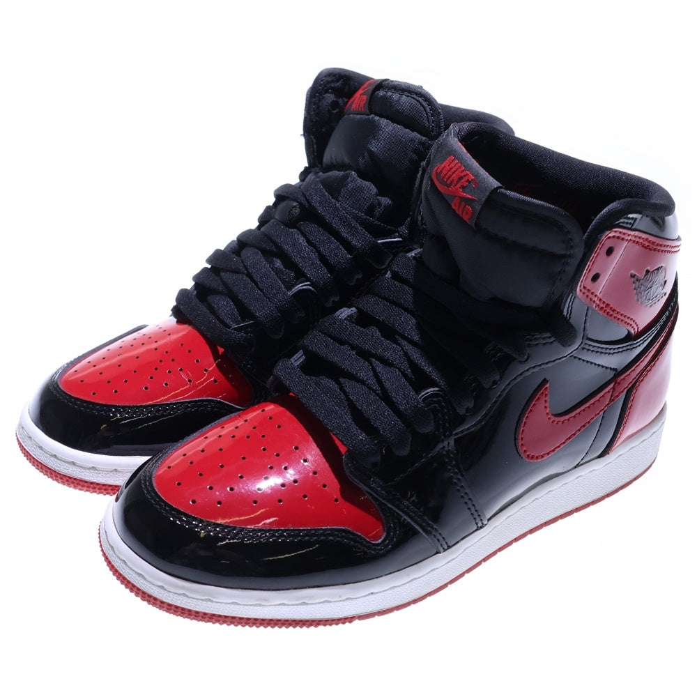 NIKE(ナイキ) AIR JORDAN1 RETRO HIGH OG Patent Bred 575441-063 エアジョーダン1 パテントブレッド ハイカットスニーカー ブラック/レッド レディース US6Y/24.0cm