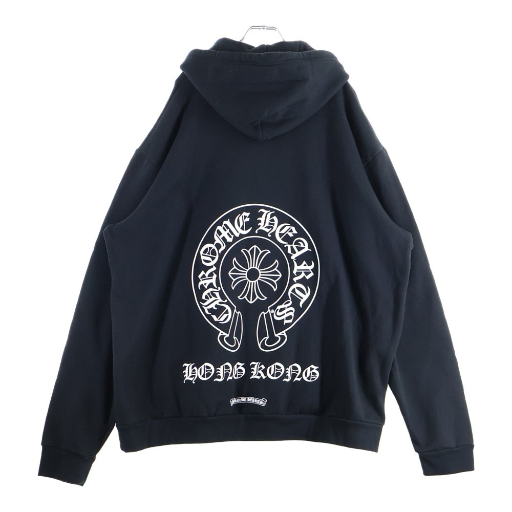 CHROME HEARTS(クロムハーツ) HORSESHOE PULLOVER HOODIE ホースシュープリント アームフローラル スウェットプルオーバーパーカー ブラック