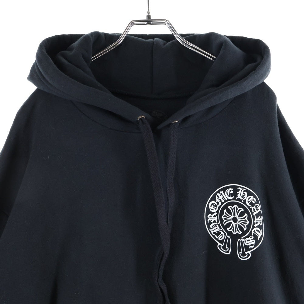 CHROME HEARTS(クロムハーツ) HORSESHOE PULLOVER HOODIE ホースシュープリント アームフローラル スウェットプルオーバーパーカー ブラック
