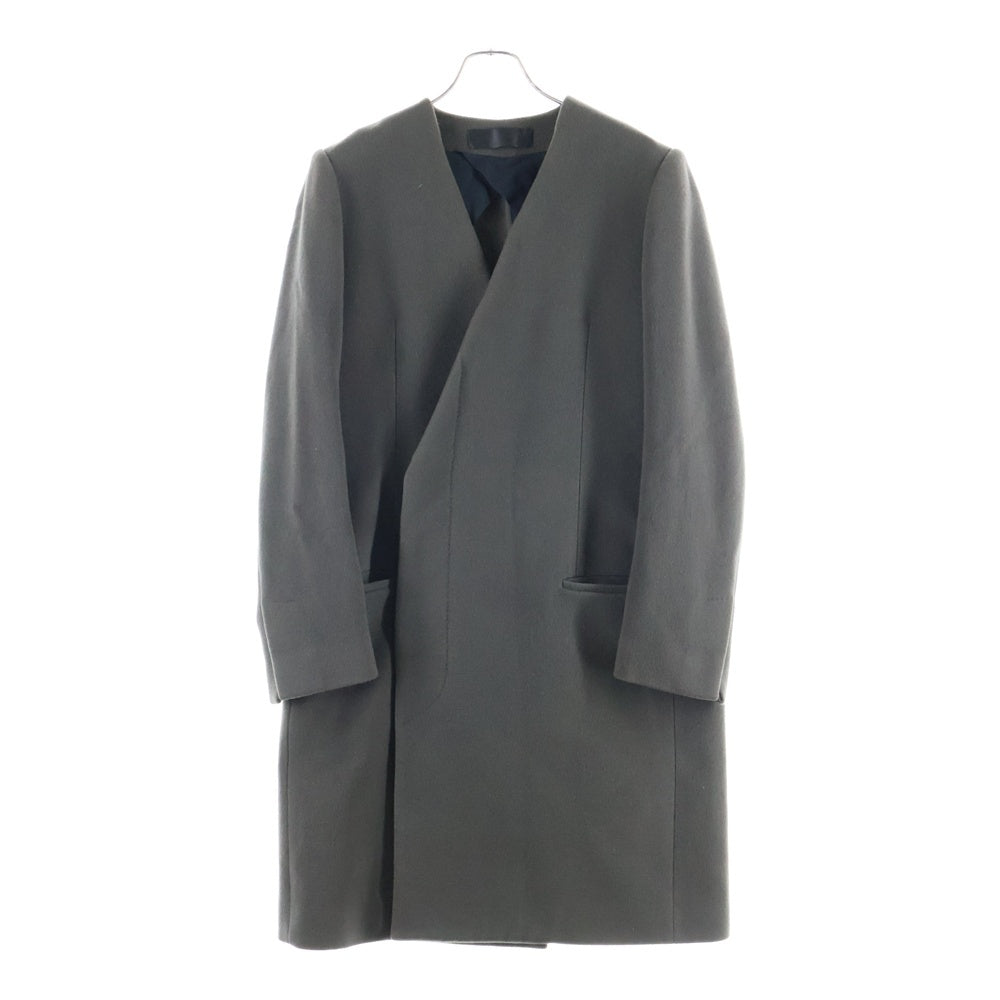 Haider Ackermann(ハイダーアッカーマン) コットン レーヨン混 ノーカラーコート カーキ