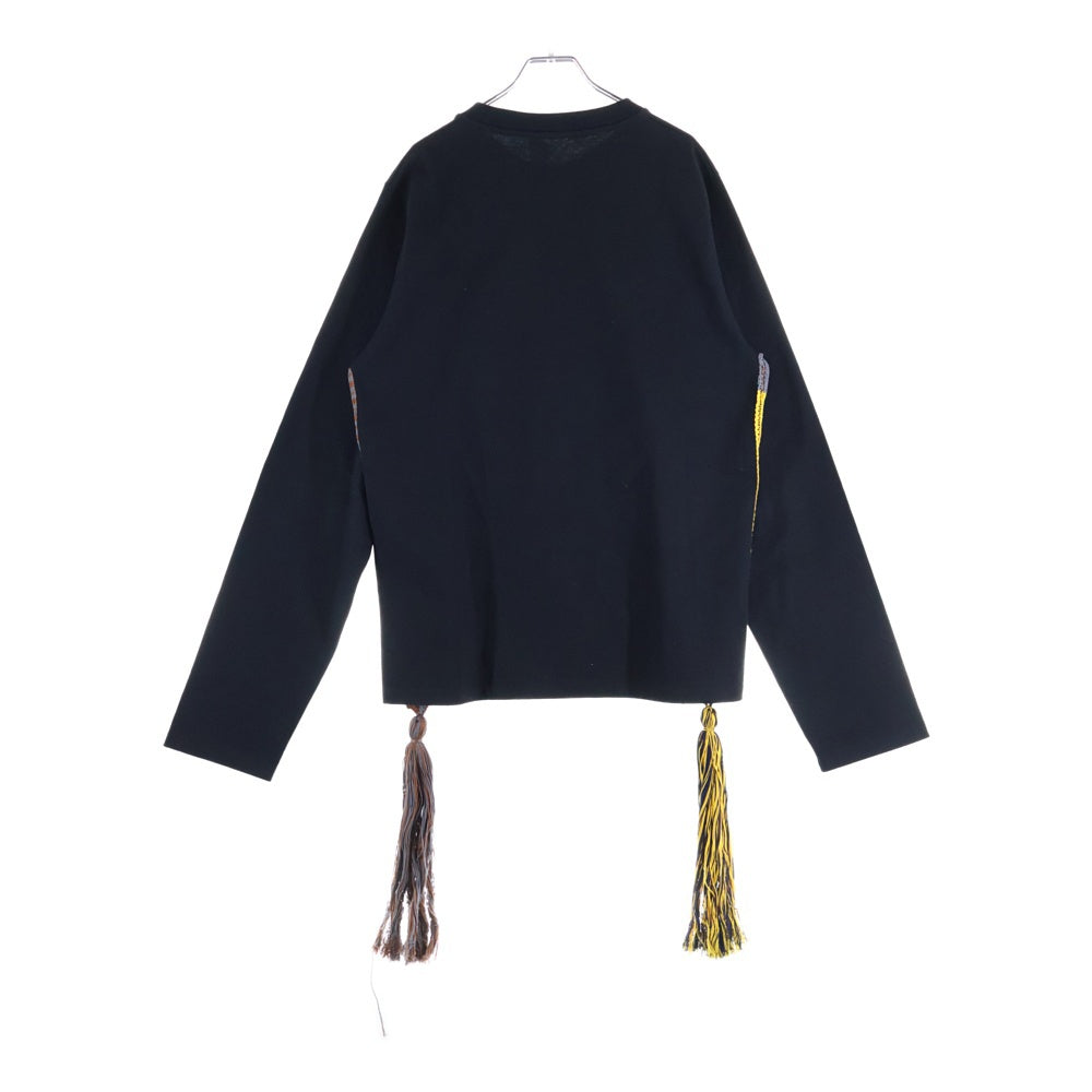 JIL SANDER(ジルサンダー) Side Tassel Long Sleeve Top JSMQ707019 フリンジ クルーネック 長袖Tシャツ カットソー ブラック