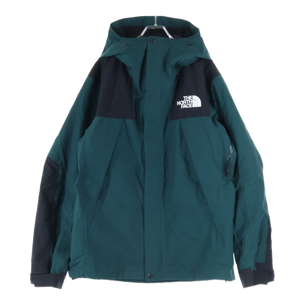 THE NORTH FACE(ザノースフェイス) MOUNTAIN JACKET GORE-TEX マウンテンジャケット ゴアテックス ロゴ刺繍 フーデッドナイロンジャケット グリーン/ブラック NP61800