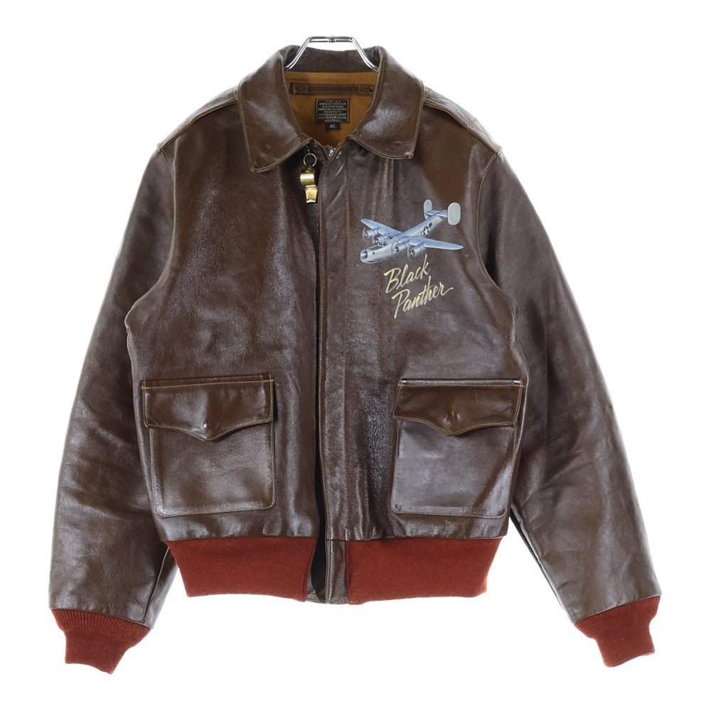 Buzz Rickson's(バズリクソンズ) A2 HAND PAINT night mission ハンドペイントレザージャケット ジップアップジャケット 42-18775-P ブラウン