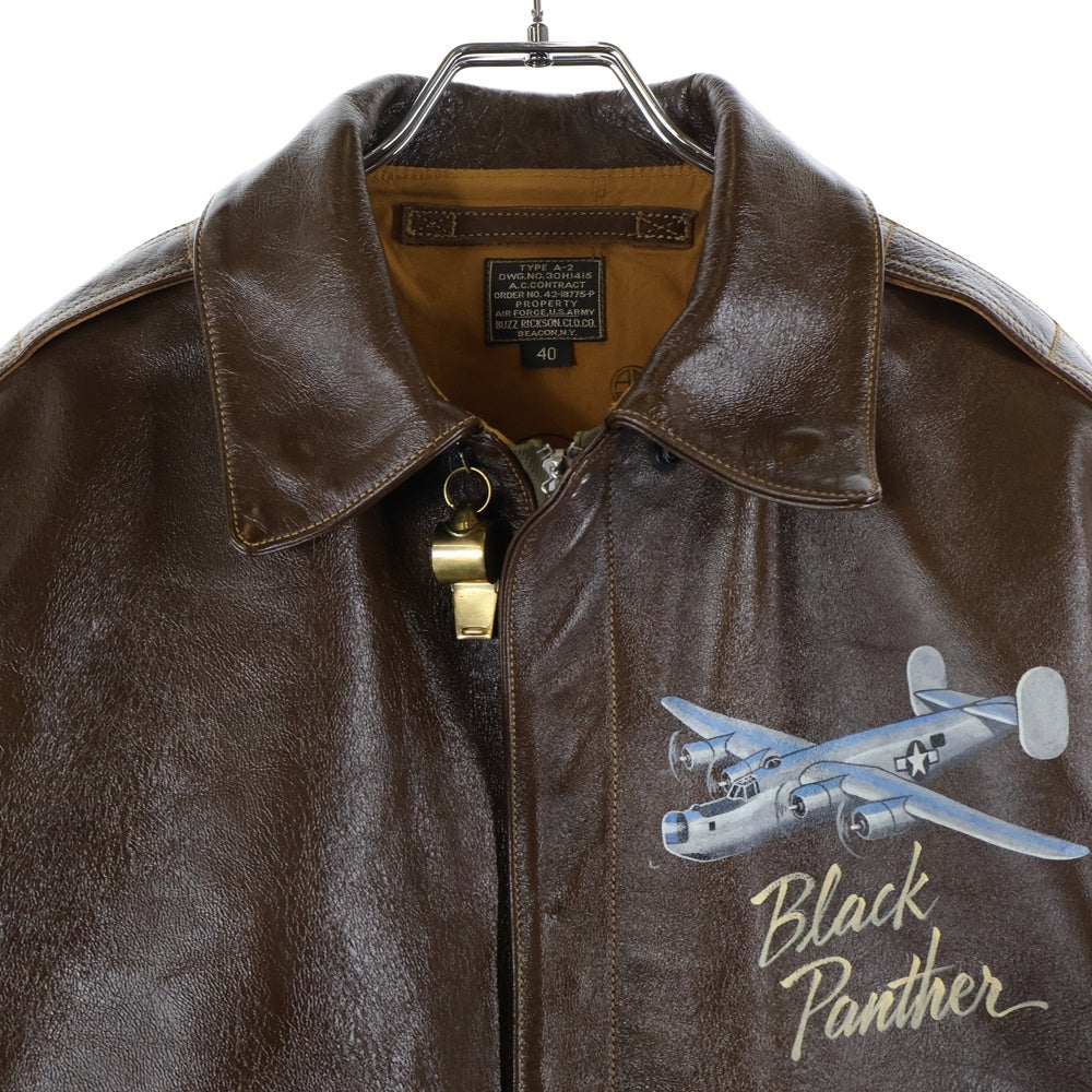 Buzz Rickson's(バズリクソンズ) A2 HAND PAINT night mission ハンドペイントレザージャケット ジップアップジャケット 42-18775-P ブラウン