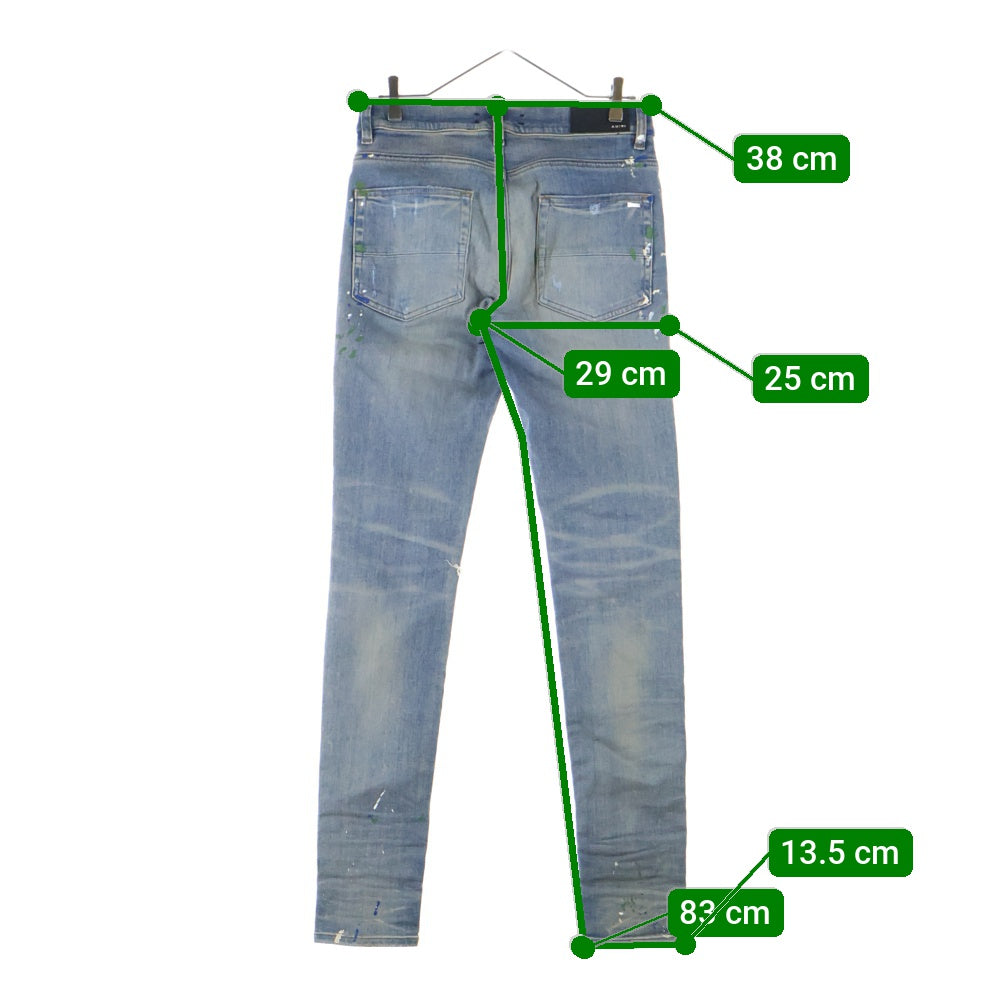 AMIRI(アミリ) MX1 JEANS 蛇腹 ダメージ ペイント加工 スキニー デニムパンツ インディゴ
