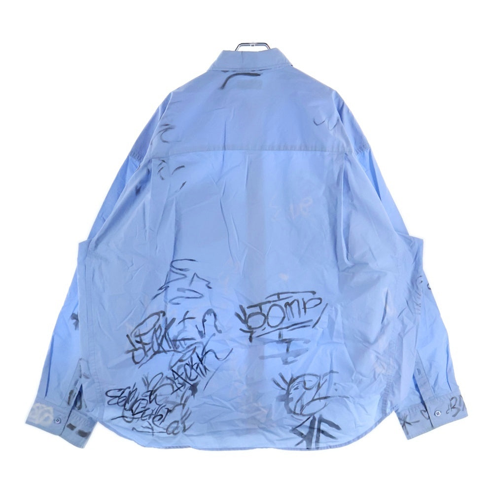 BALENCIAGA(バレンシアガ) 23SS グラフィティ オーバーサイズ 長袖シャツ ブルー 738843 TNM60