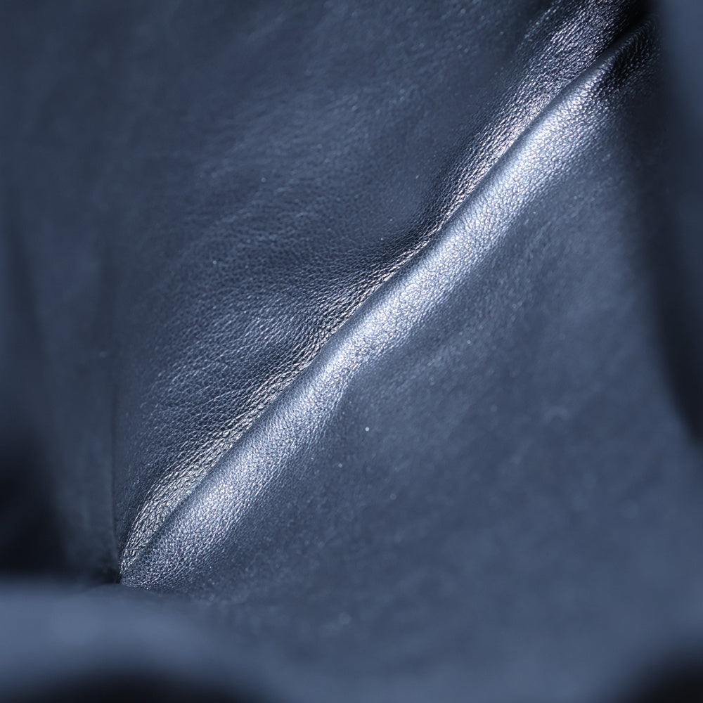 JIL SANDER +(ジルサンダープラス) ドローストリング レザー切り替え ポーチ 巾着 ブラック/ベージュ