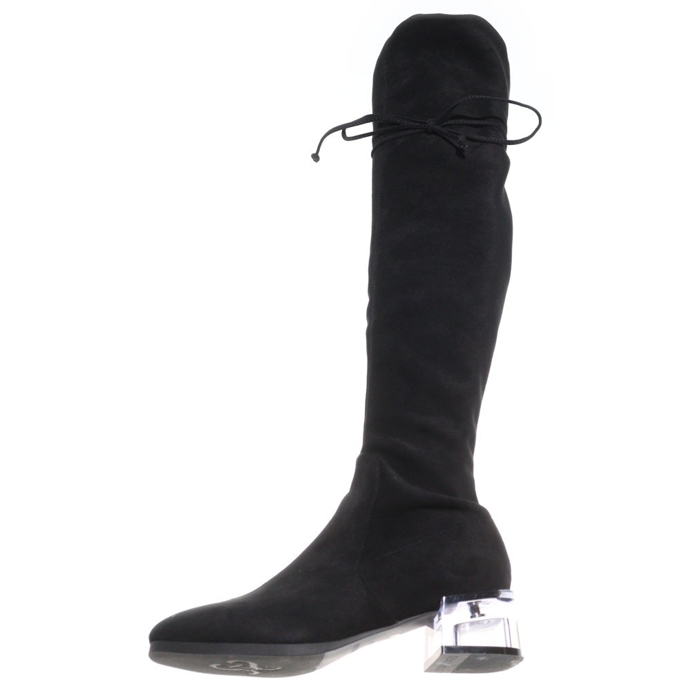 STACCATO(スタッカート) スエード クリアヒール ニーハイブーツ ブラック レディース