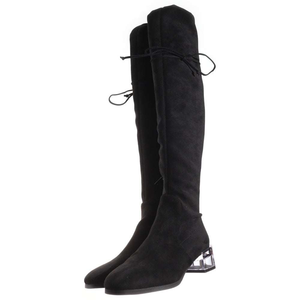 STACCATO(スタッカート) スエード クリアヒール ニーハイブーツ ブラック レディース