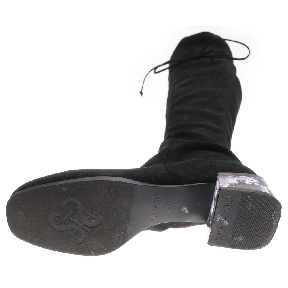 STACCATO(スタッカート) スエード クリアヒール ニーハイブーツ ブラック レディース