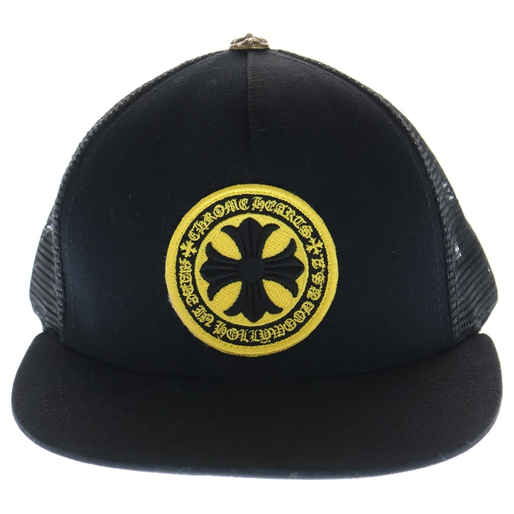 CHROME HEARTS(クロムハーツ) Yellow CH Plus Trucker Cap イエローCHプラス トラッカーキャップ メッシュキャップ パッチ クロスボール 帽子 ブラック/イエロー