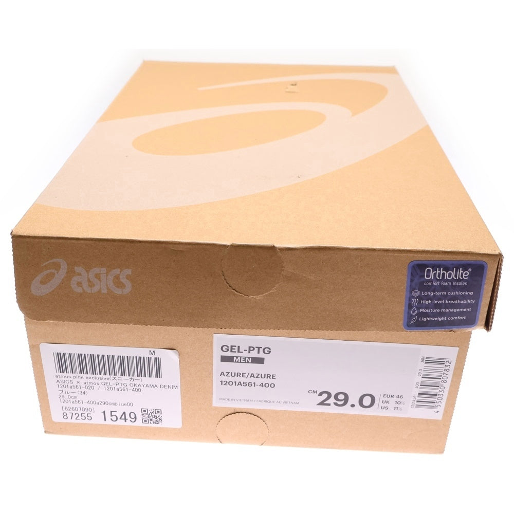 ASICS(アシックス) × ATMOS GEL-PTG OKAYAMA DENIM 1201A561-020 ×アトモス ゲル 岡山デニム ローカットスニーカー US11.5/29.0cm ブルー
