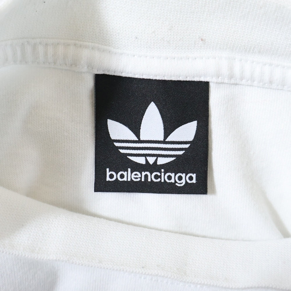 BALENCIAGA(バレンシアガ) 23SS×ADIDAS アディダス トレフォイルロゴオーバーサイズ半袖Tシャツ ホワイト