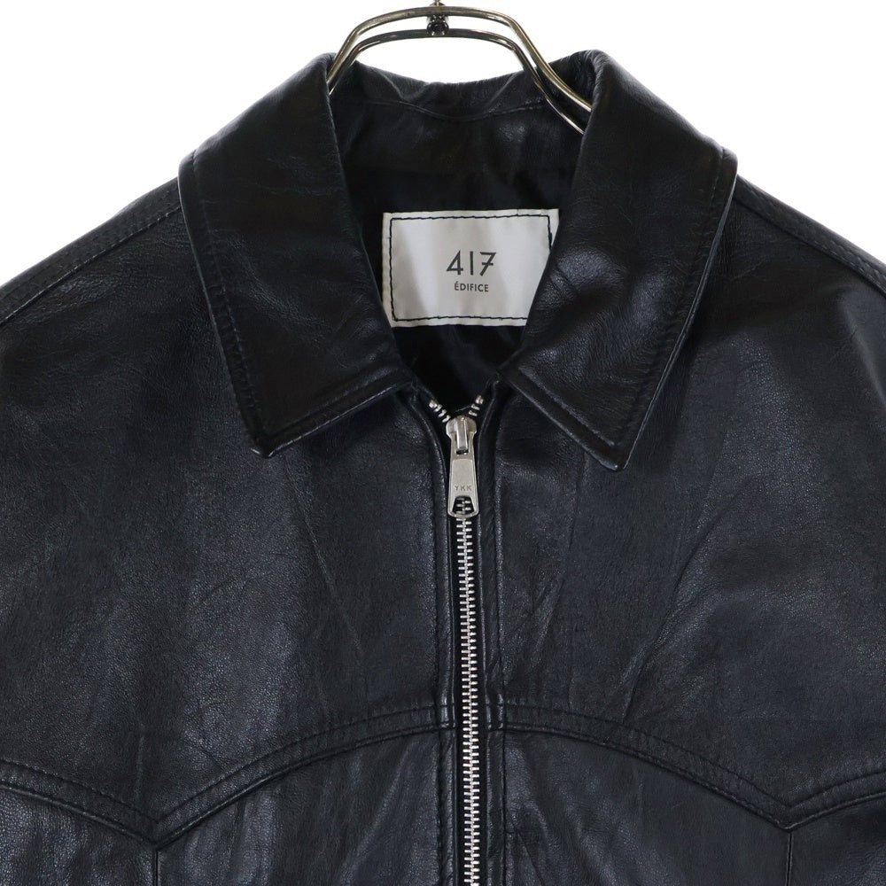 417 by EDIFICE(417バイエディフィス) 24SS ジップアップ カウレザージャケット ブラック 24-011-312-2003
