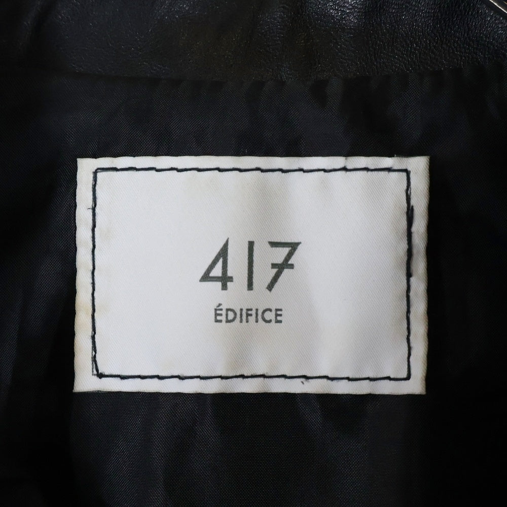 417 by EDIFICE(417バイエディフィス) 24SS ジップアップ カウレザージャケット ブラック 24-011-312-2003