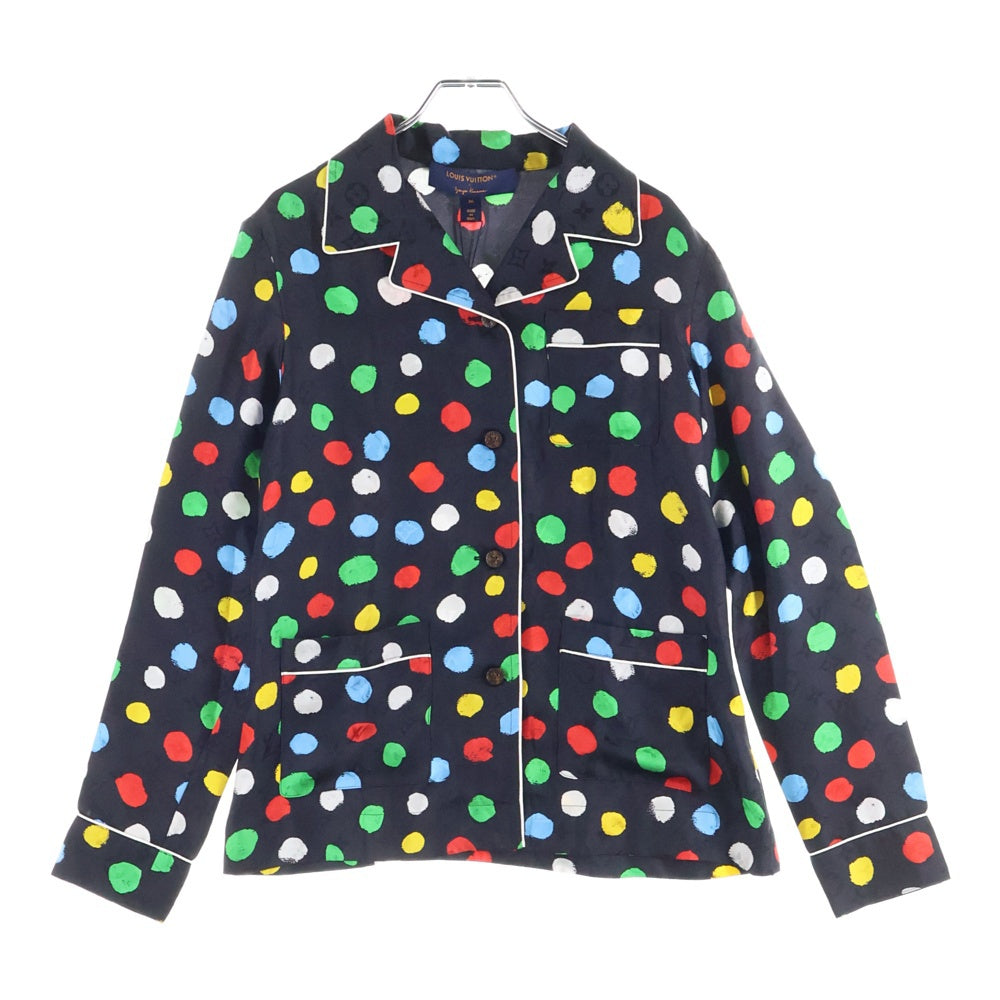 LOUIS VUITTON(ルイヴィトン) 23SS ×YK L/S Pajama Shirt RW231J VD4 FOBL29 ×草間彌生 モノグラムドット柄シルク長袖シャツ ブラック