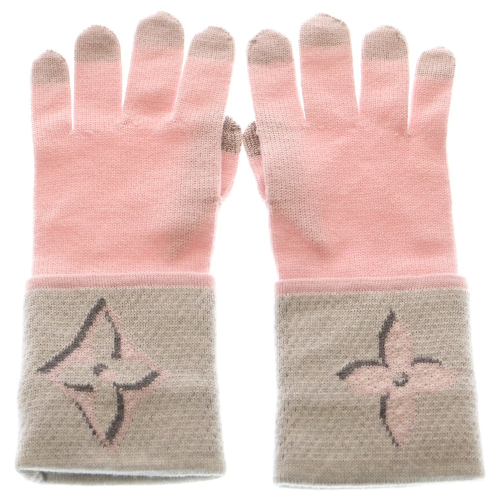 LOUIS VUITTON(ルイヴィトン) 19AW Gon Giant Pop Monogram Gloves M73904 ゴンジャイアント ポップモノグラム手袋 ピンク/グレー