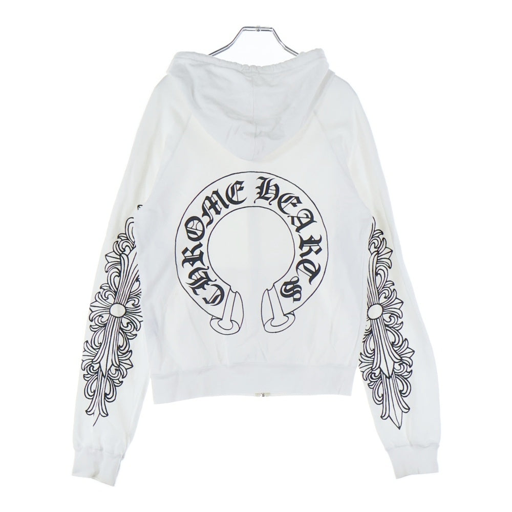クロムハーツ バックホースシュー袖フローラルプリントジップアップパーカー L CHROME HEARTS(クロムハーツ) OLD ホースシュー 袖フローラル プリント