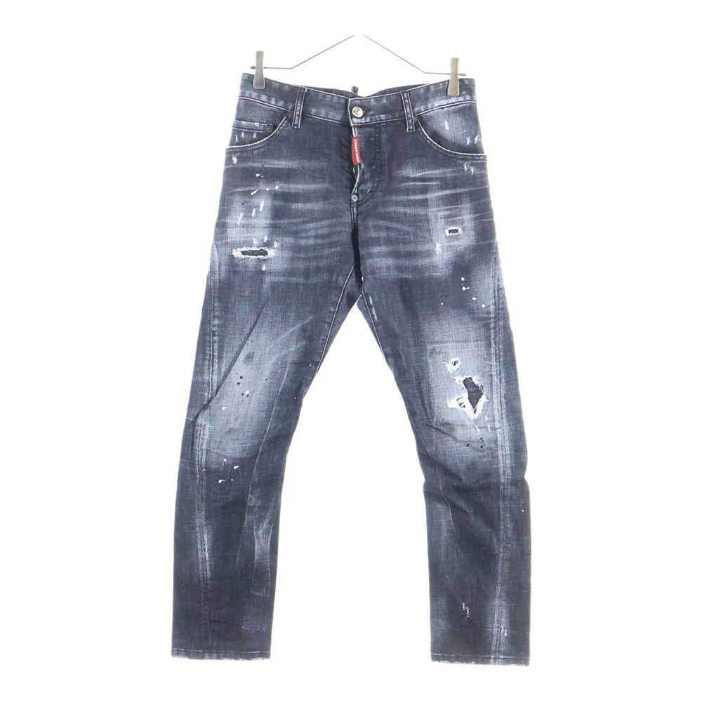 DSQUARED2(ディースクエアード) 22SS ウォッシュ加工 ボタンフライダメージデニムスキニーパンツ S74LB1040 S30357 グレー