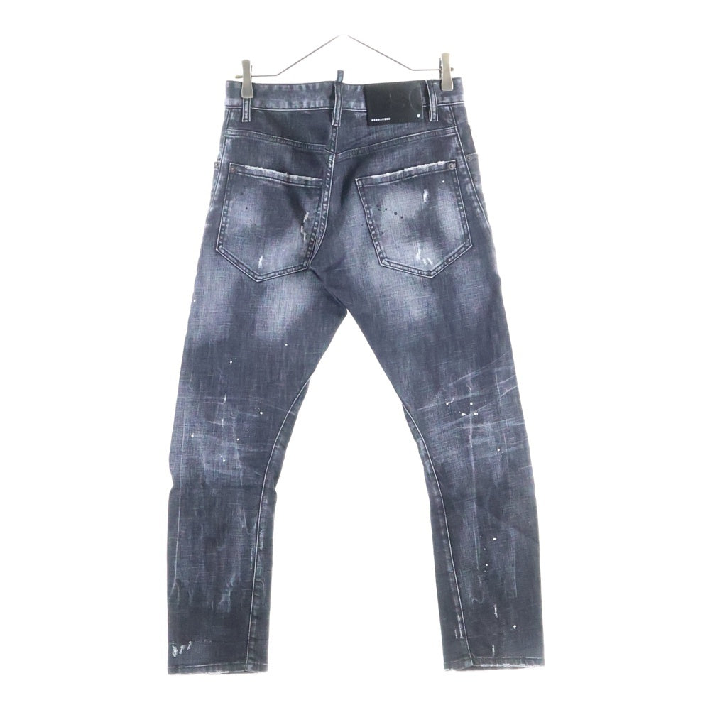 DSQUARED2(ディースクエアード) 22SS ウォッシュ加工 ボタンフライダメージデニムスキニーパンツ S74LB1040 S30357 グレー