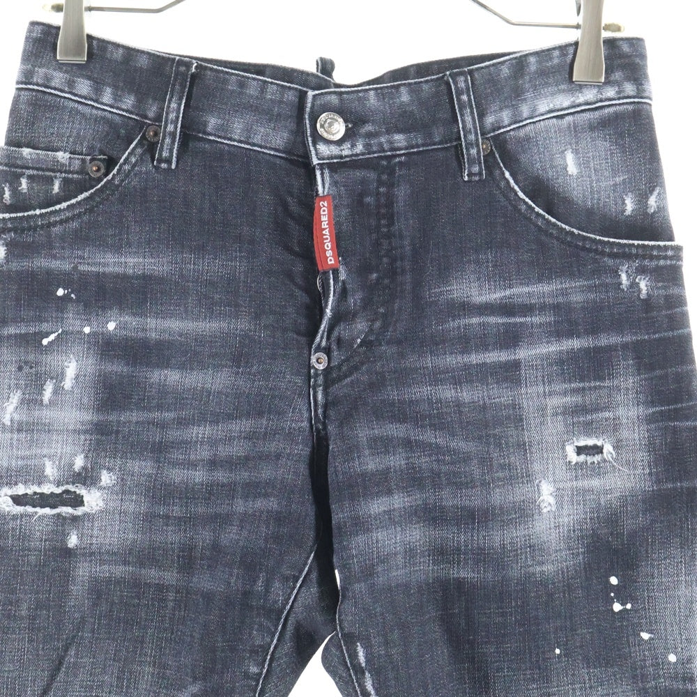 DSQUARED2(ディースクエアード) 22SS ウォッシュ加工 ボタンフライダメージデニムスキニーパンツ S74LB1040 S30357 グレー