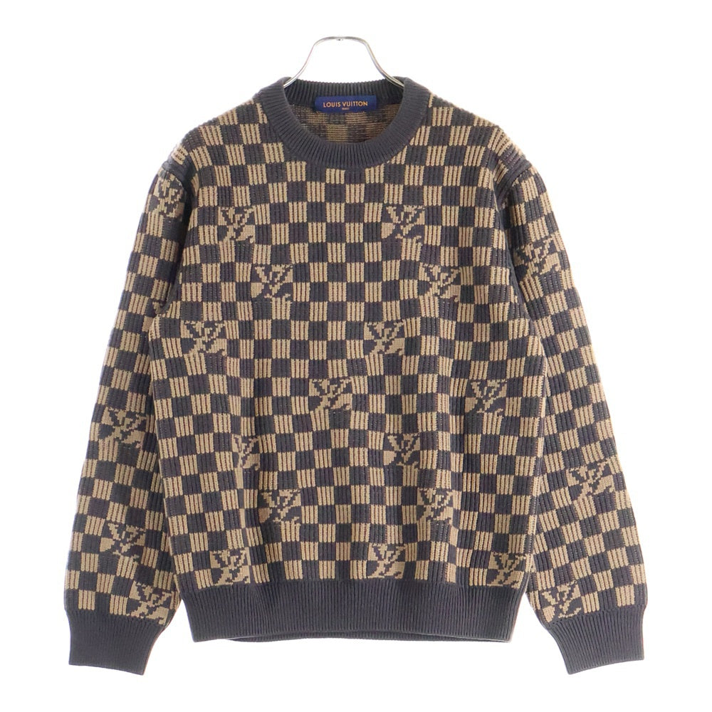 LOUIS VUITTON(ルイヴィトン) 21AW ダミエ クルーネックニット ブラウン RM212 ZLL HLN77W