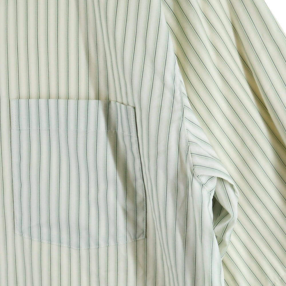 AURALEE(オーラリー) TERRY LINED FINX STRIPE SHIRTS A22SS02FS 裏地パイル ストライプ 半袖シャツ グリーン