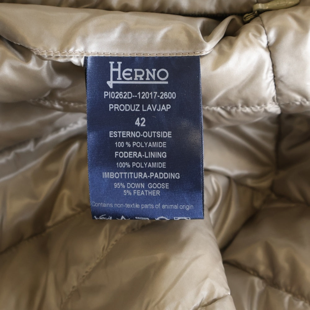 HERNO(ヘルノ) ロング ライトダウンベスト ベージュ レディース PI0262D-12017