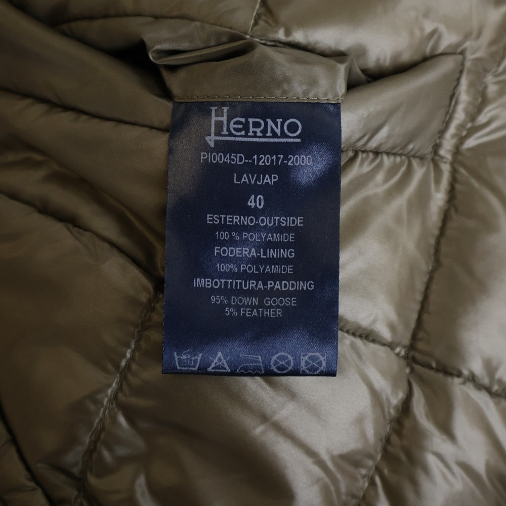 HERNO(ヘルノ) フード ジップアップ ダウンコート ブラウン レディース PI0045D-12017