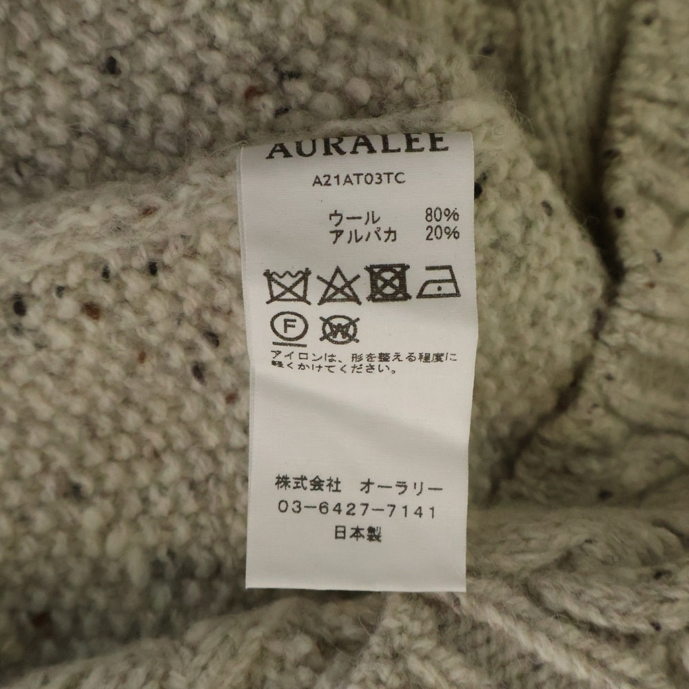 AURALEE(オーラリー) ウールベビー アルパカ ケーブルニットセーター ホワイト A21AT03TC