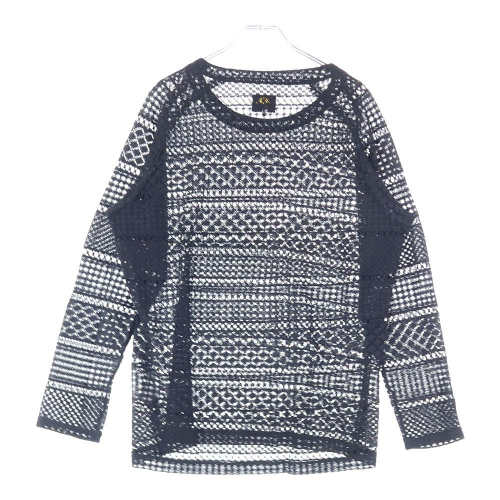 Needles(ニードルス) 19SS ラッセルレースカットソー 長袖Tシャツ ブラック EJ223