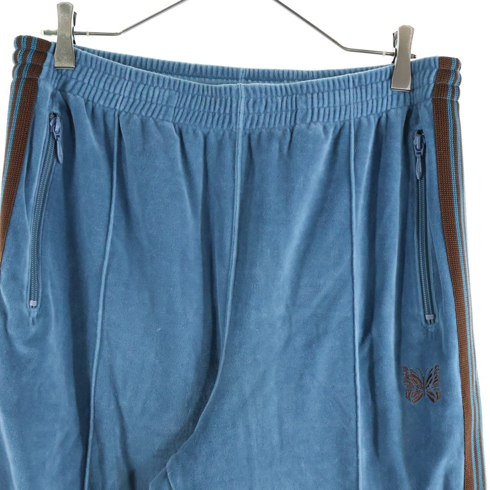 Needles(ニードルス) 23SS Narrow Track Pant MR293 バタフライ刺繍 ベロア トラックパンツ ブルー