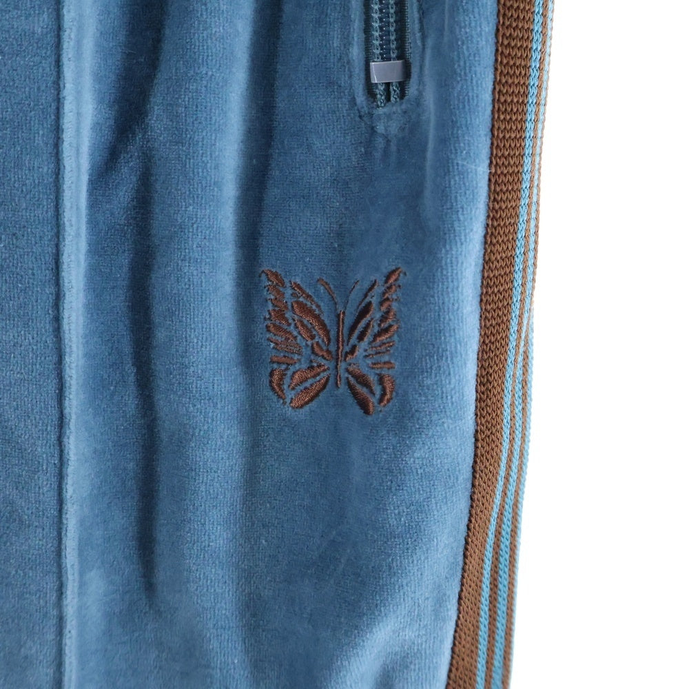 Needles(ニードルス) 23SS Narrow Track Pant MR293 バタフライ刺繍 ベロア トラックパンツ ブルー
