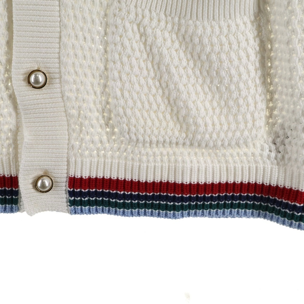 CASABLANCA(カサブランカ) Sporty Crochet Shirt MS25-KW-920-01 スポーティ クロシェット ニット半袖シャツ ホワイト