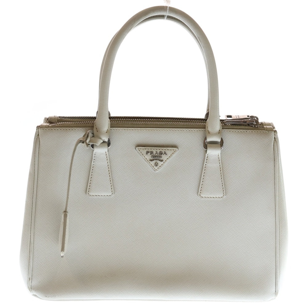 PRADA(プラダ) ガレリア サフィアーノレザー ロゴプレート2WAYハンドバッグ 1BA863 ホワイト