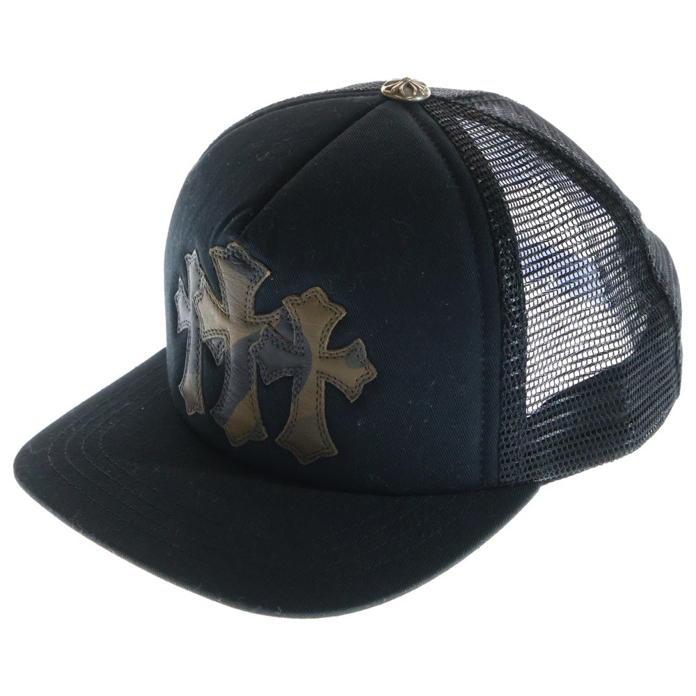 CHROME HEARTS(クロムハーツ) Cemetery Cross Patch Trucker Cap セメタリークロスパッチ トラッカー ベースボールキャップ 帽子 ブラック/カモ