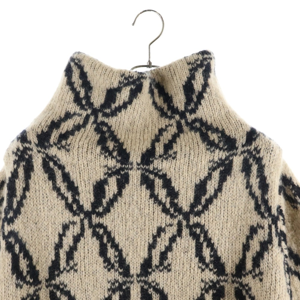 DRIES VAN NOTEN(ドリスヴァンノッテン) 24AW アルパカ混 タートルネック ニット セーター ベージュ/ブラック
