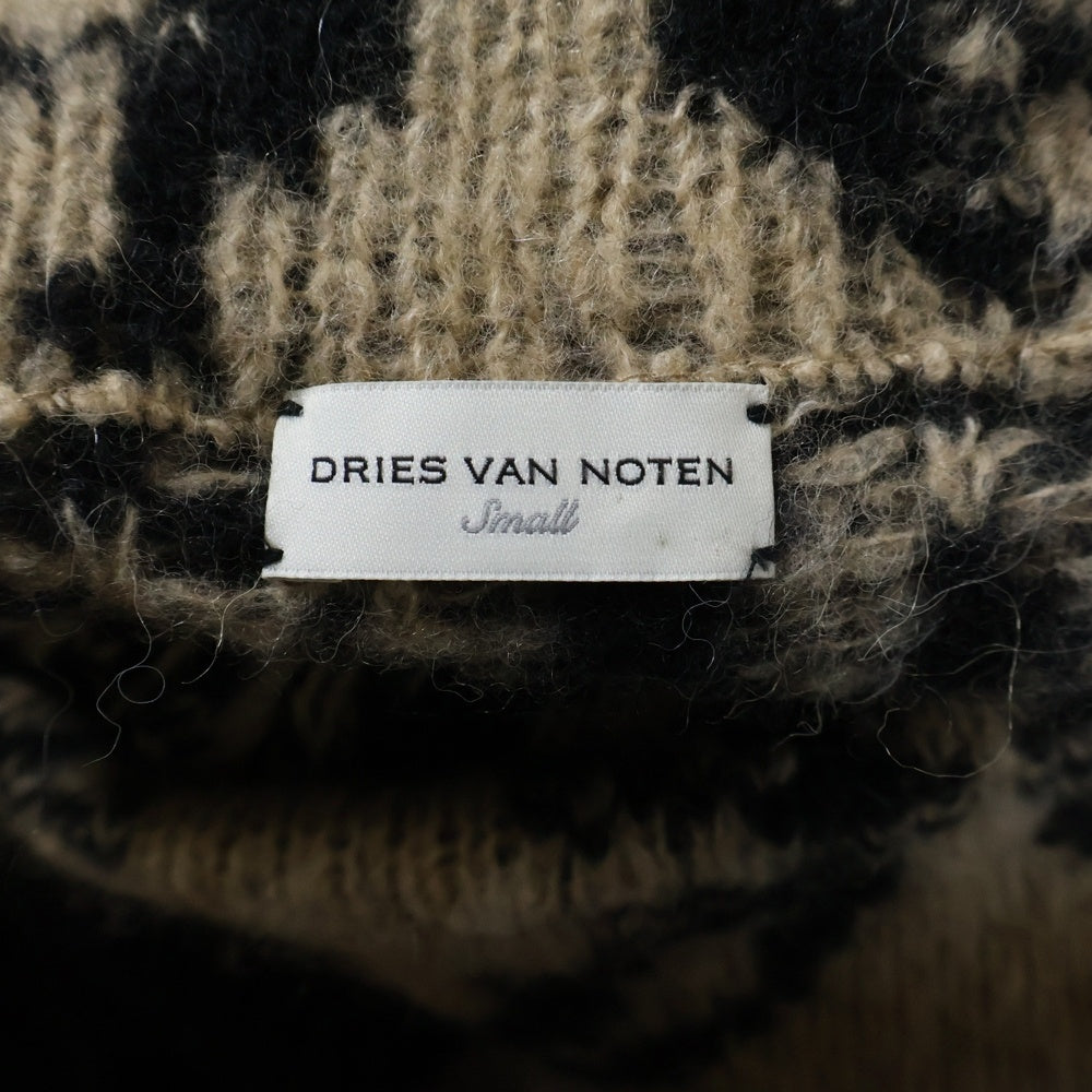 DRIES VAN NOTEN(ドリスヴァンノッテン) 24AW アルパカ混 タートルネック ニット セーター ベージュ/ブラック