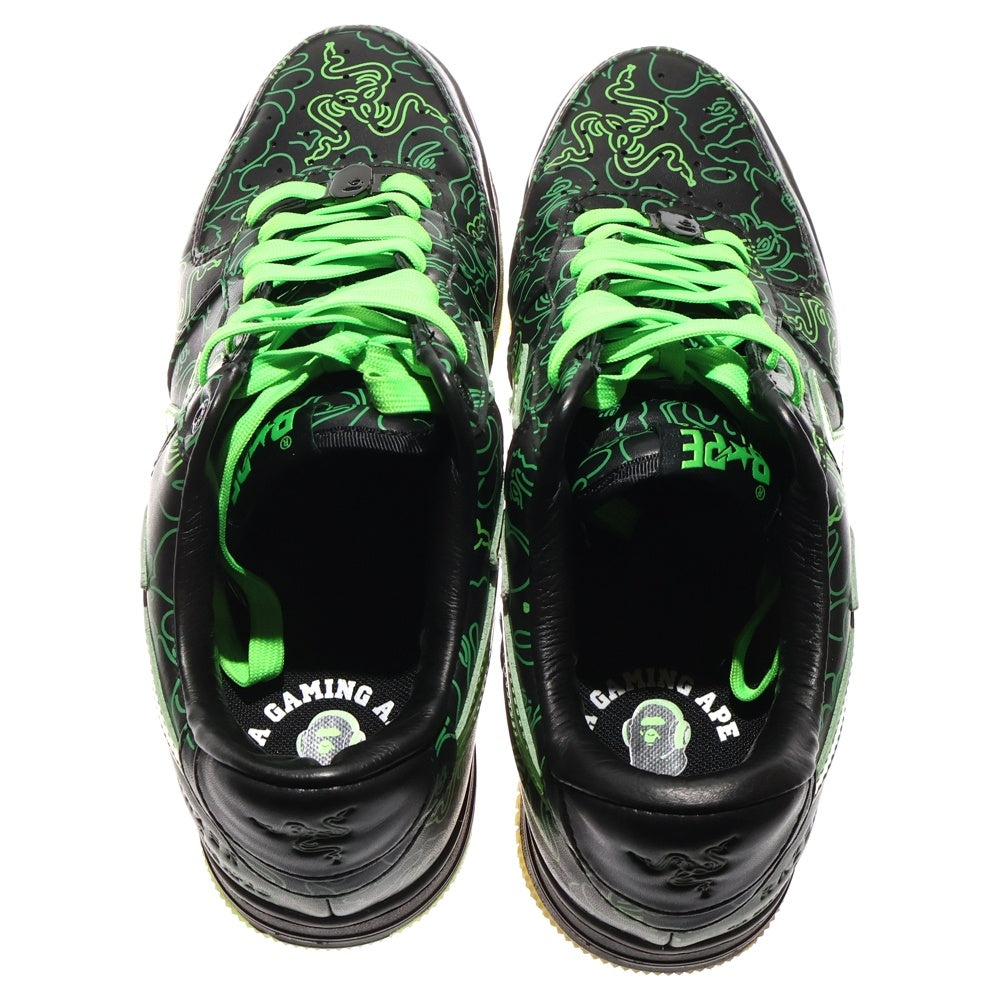 A BATHING APE(アベイシングエイプ) ×RAZER BAPE STA レイザー ベイプスタ リーカットスニーカー ブラック/グリーン US9.5/27.5cm