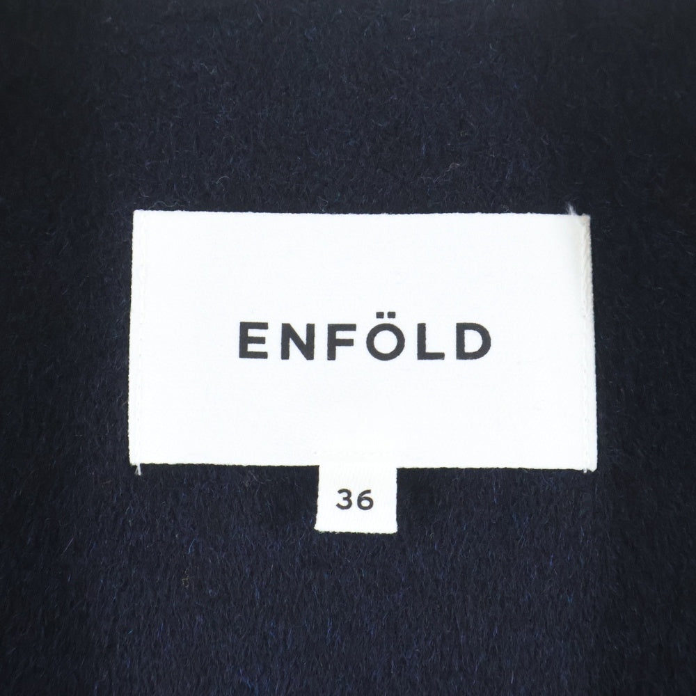 ENFOLD(エンフォルド) 18AW ウール ノーカラーコート ネイビー レディース 300BA630-1670
