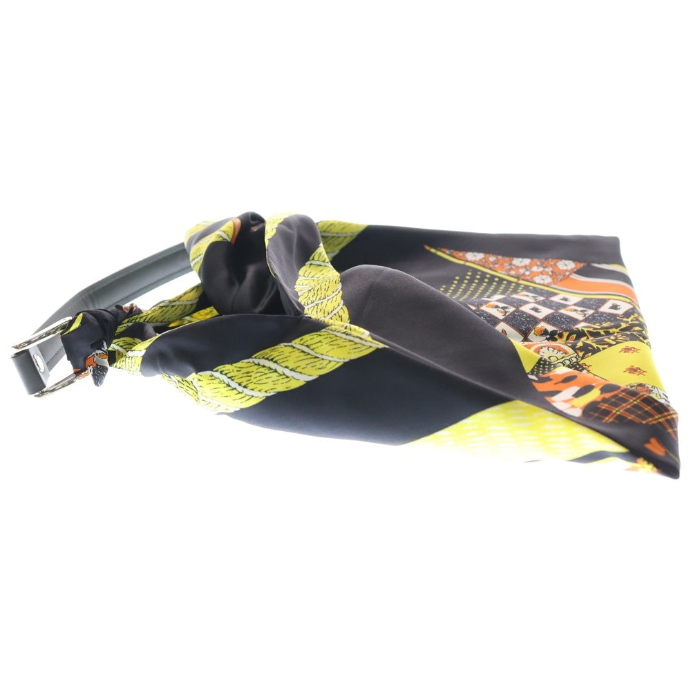 manipuri(マニプリ) スカーフ柄 ハンドバッグ ブラック/イエロー