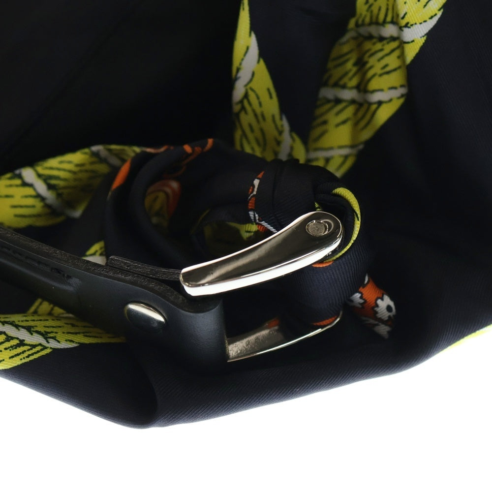 manipuri(マニプリ) スカーフ柄 ハンドバッグ ブラック/イエロー