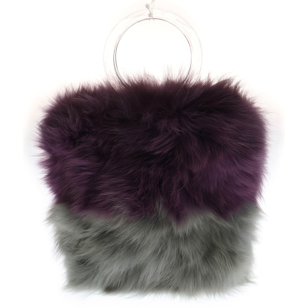 TOMORROWLAND(トゥモローランド) バイカラー ファー ハンドバッグ パープル/グレー