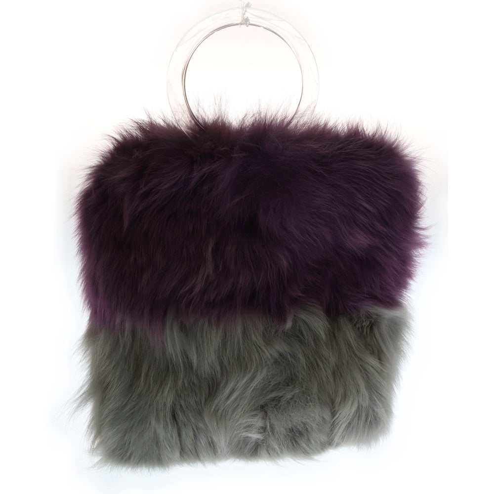 TOMORROWLAND(トゥモローランド) バイカラー ファー ハンドバッグ パープル/グレー