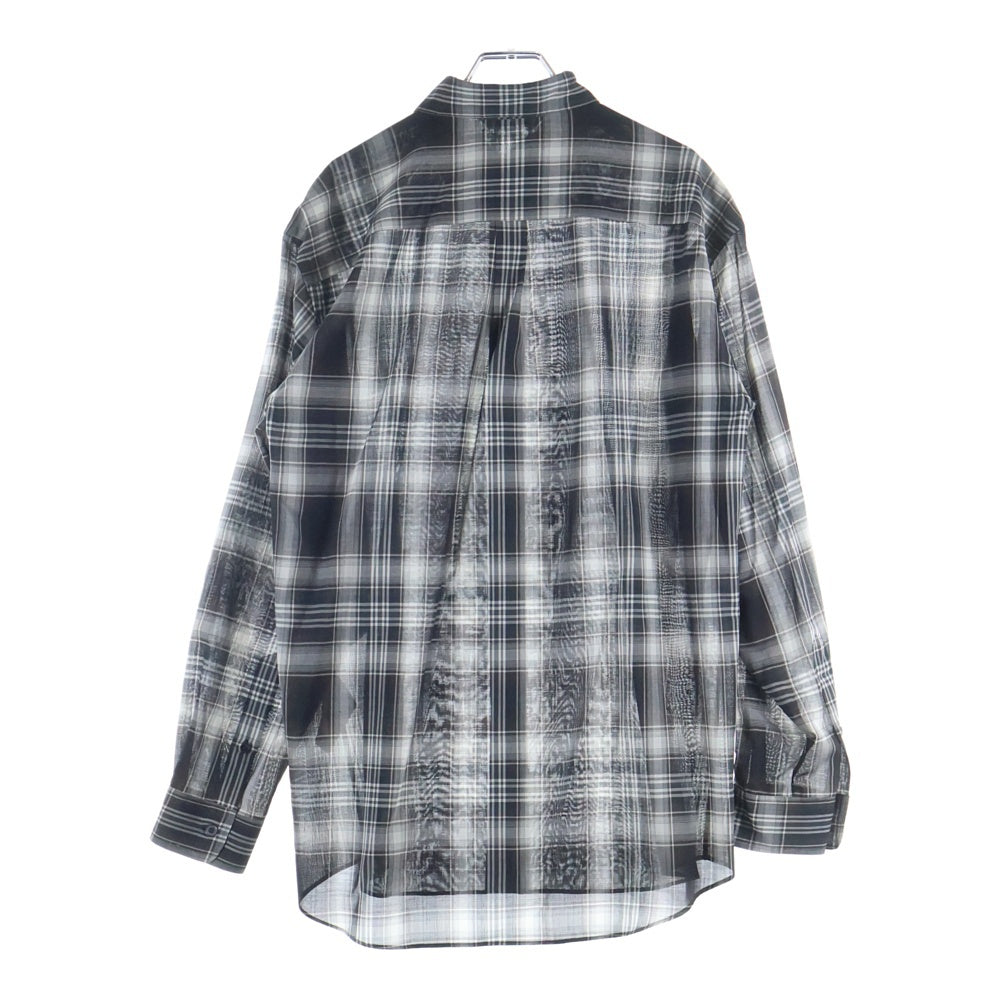 AURALEE(オーラリー) 21AW WOOL RECYCLED POLYESTER CLOTH SHIRTS A21AS01EM ウール混 チェック 長袖シャツ ブラック/グレー