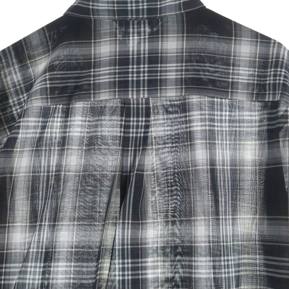 AURALEE(オーラリー) 21AW WOOL RECYCLED POLYESTER CLOTH SHIRTS A21AS01EM ウール混 チェック 長袖シャツ ブラック/グレー