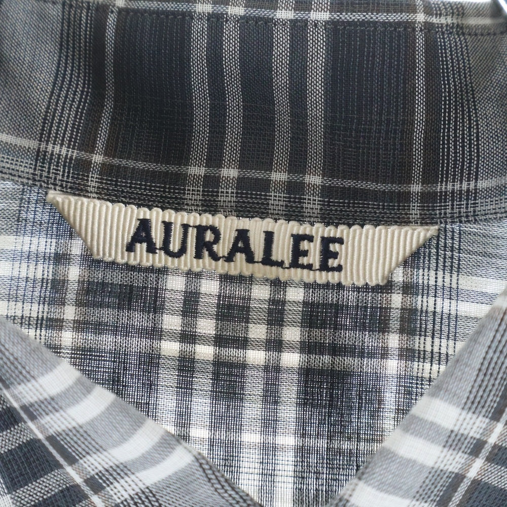 AURALEE(オーラリー) 21AW WOOL RECYCLED POLYESTER CLOTH SHIRTS A21AS01EM ウール混 チェック 長袖シャツ ブラック/グレー