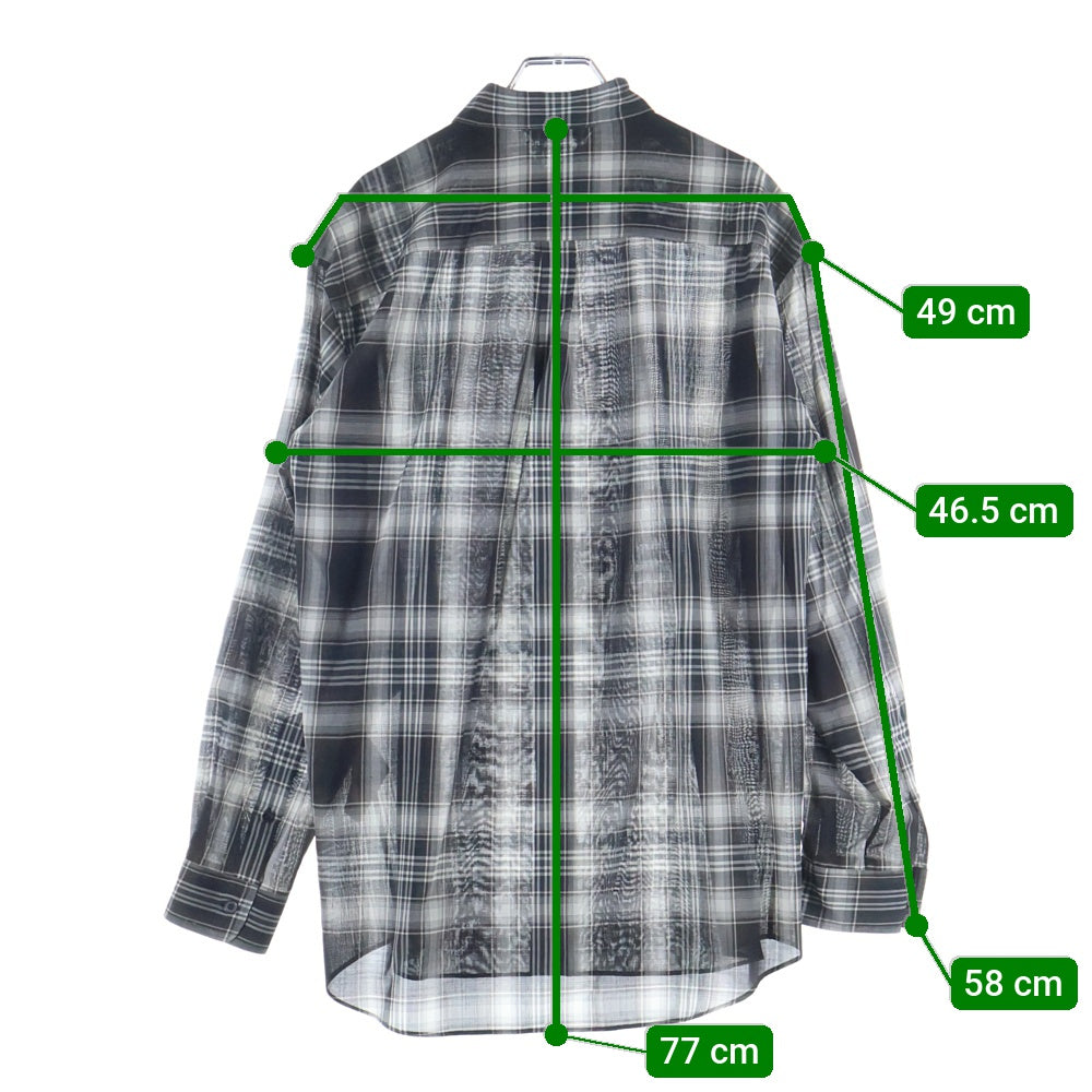 AURALEE(オーラリー) 21AW WOOL RECYCLED POLYESTER CLOTH SHIRTS A21AS01EM ウール混 チェック 長袖シャツ ブラック/グレー