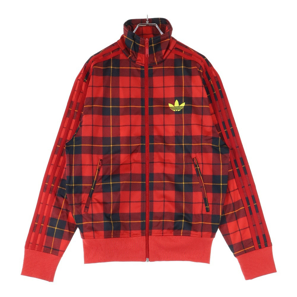 adidas(アディダス) チェック ジップアップ トラックジャケット レッド F42788
